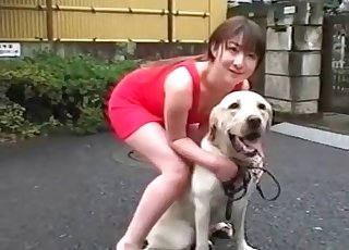 Japanese chick teasing her sexy dog