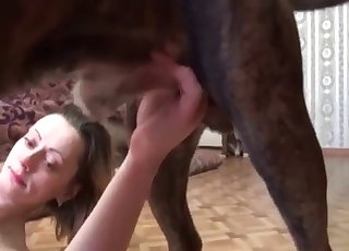 Blonde is in love with this pooch's cock