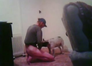 Horny zoophile assaults his doggo