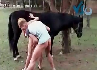 Fucking my sexy wife in front naked horse