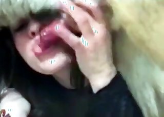 Sexy brunette sucking her lovely doggy