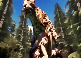 3D panther bangs a submissive zoophile