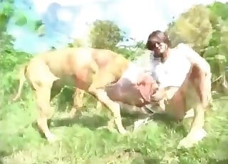 Lusty as fuck brunette and her doggy
