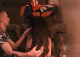 Black doggy is enjoying intensive sex