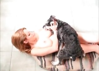 Passionate chick likes her trained doggy