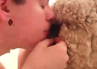 Licking tight anal hole of my awesome dog