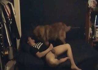 Dude jerks it while making out with a dog