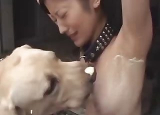 Stunning zoophile slut and her careful doggy
