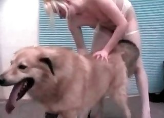 This kinky beast gets seduced by a horny blonde woman