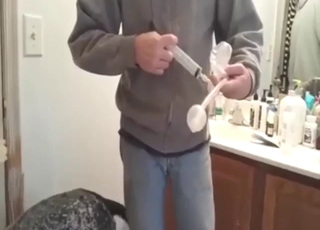 Hot semen collection experience with a beast