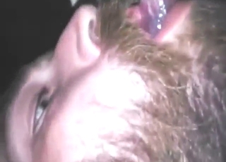 Bearded guy prefers oral bestiality sex up close