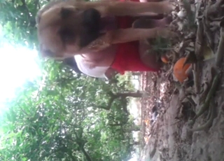 Dog fuck movie showing a fatass bottom outside