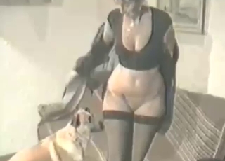 Zoo sex with a blonde lady in black stockings