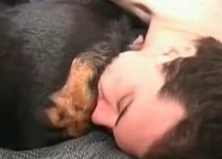Zoophile takes the bestiality virginity of a dog