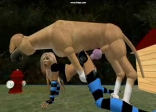 Hot 3D animated slut having some sexy fun with a dog