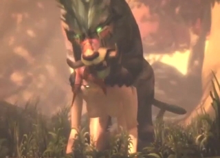 Dog fucking Warcraft elf in a beast fantasy bang