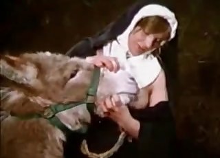 Sexy nuns are enjoying filthy bestial sex action