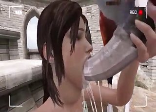 Zoophilic adventures of a big-boobed Lara Croft