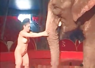 Naked goddess likes an elephant