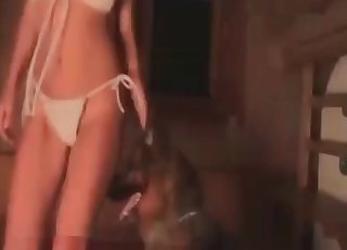 Collecting some hot animal cum