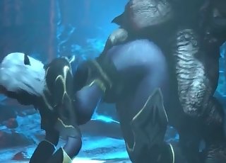 Gorgeous busty doll fucked by 3D beast