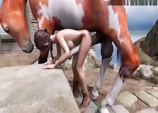 Insane horse sex vid with Lara Croft